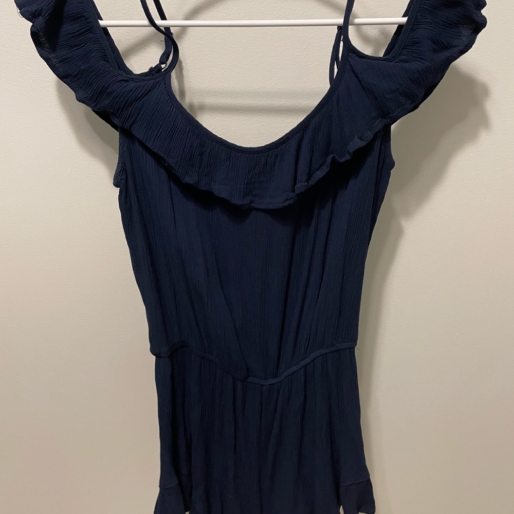 AMBIANCE off the should romper, deep blue size medium (fits like XS)
